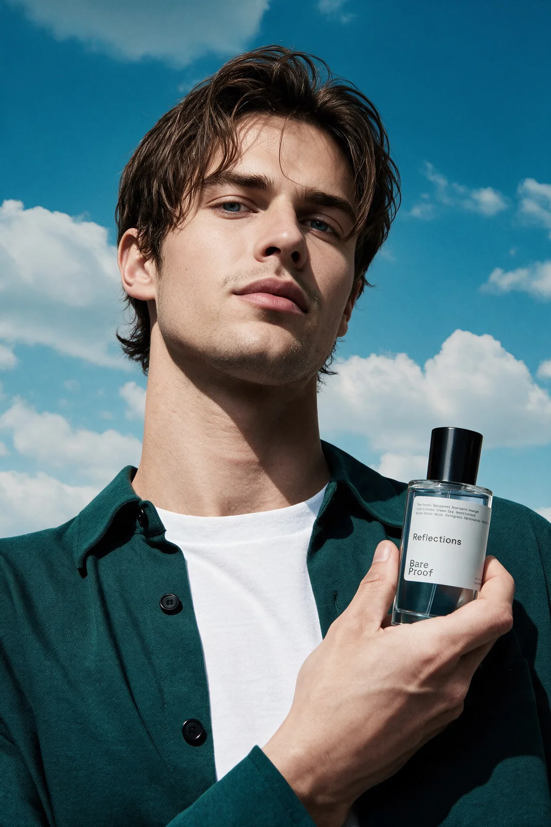 Model holding a Reflections perfume bottle